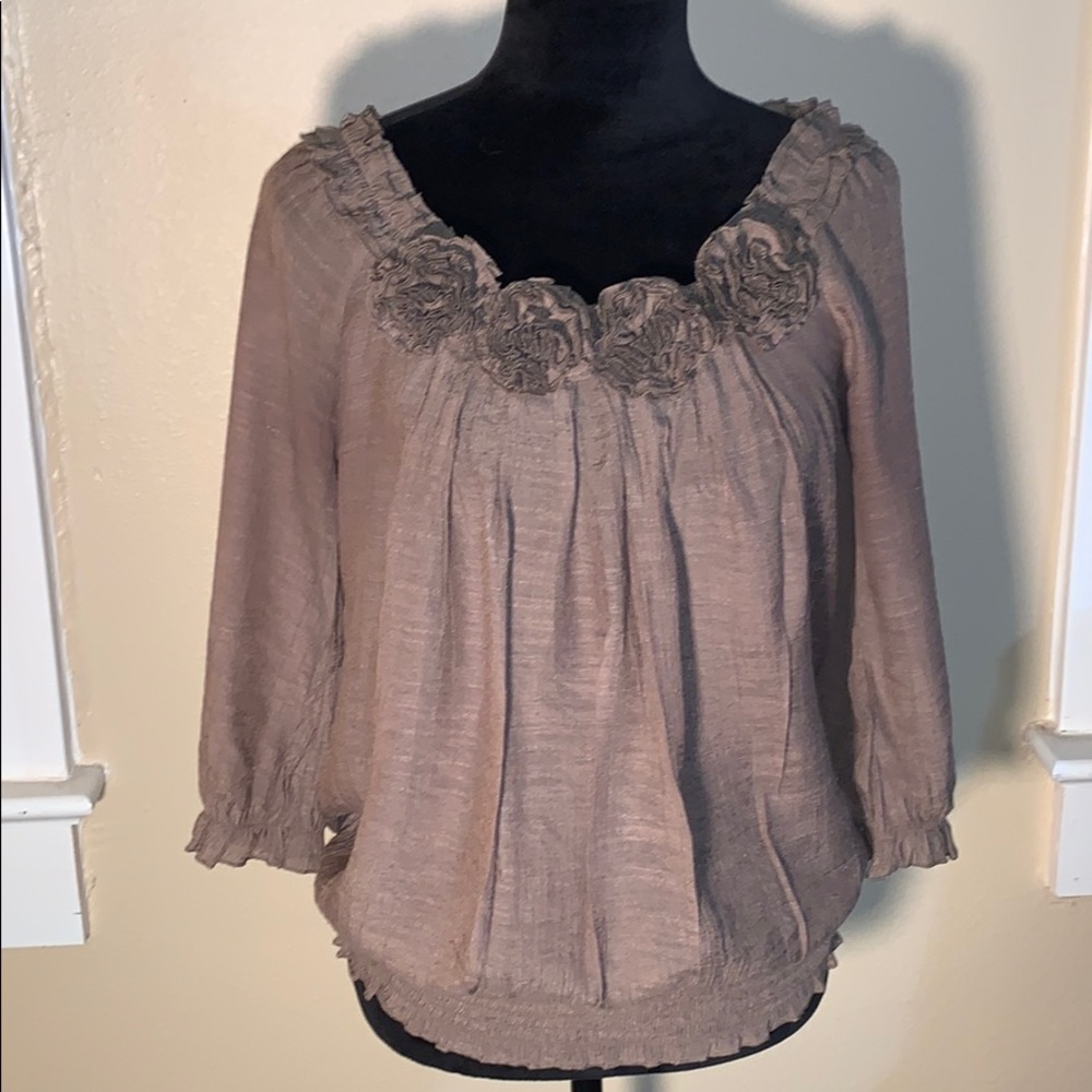 MINE light brown top with elastic waistband.
